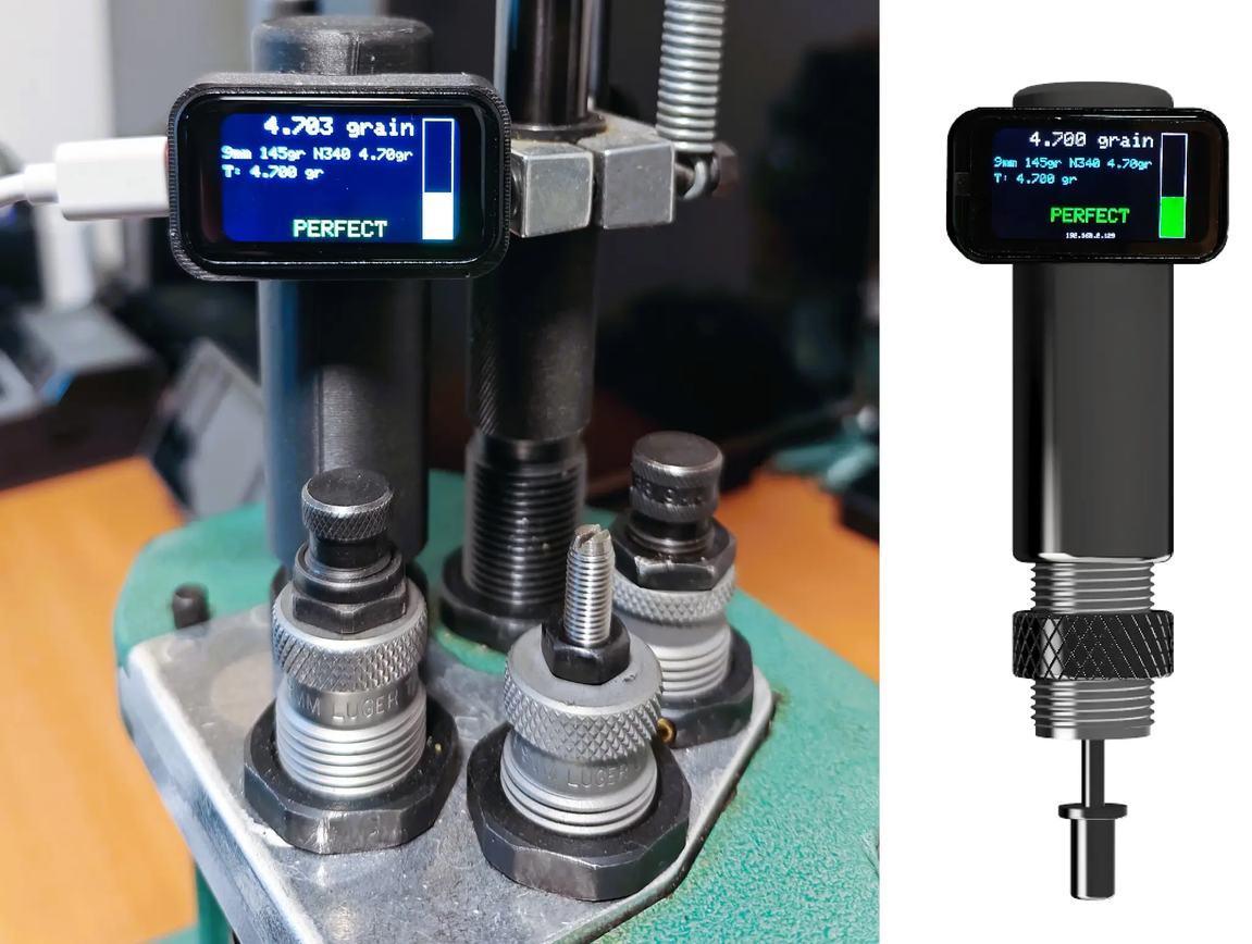 PowderSense mounted on reloading press